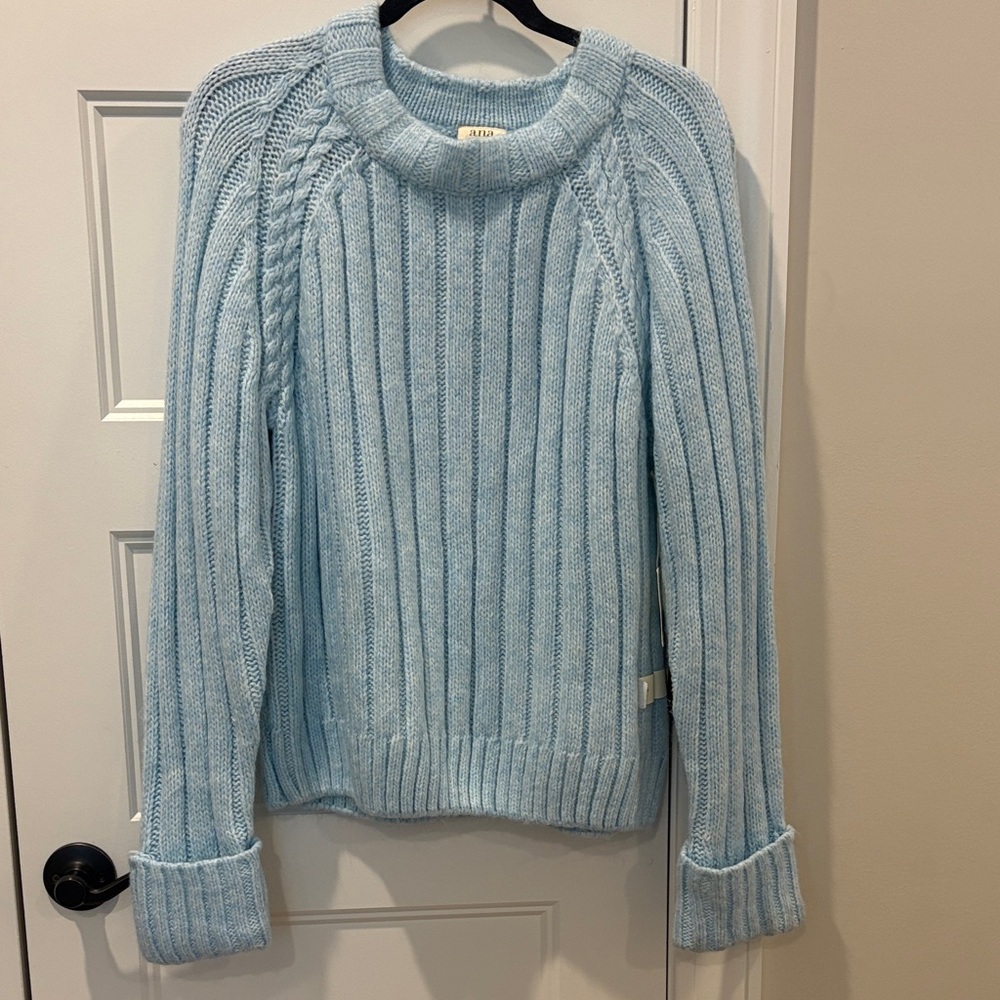 NWT A.N.A. Light Blue Ribbed Sweater
